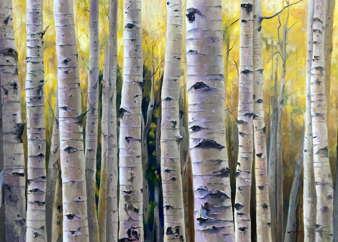 Click to view detail for Golden Aspen Grove 36x48 $4800